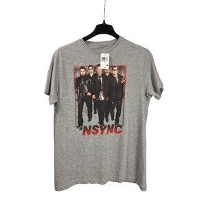 NSYNC Boy Band Graphic Tee T-Shirt Size L Gray Cotton/Polyester New